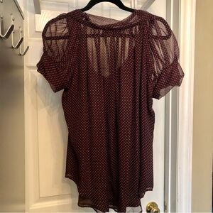 🇨🇦Arthur Mendonca Sheer Silk Polka Dot Blouse. Size 10